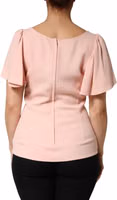 Pink Short Sleeves Round Neck Blouse Top 3