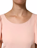 Pink Short Sleeves Round Neck Blouse Top 4