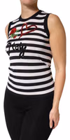 Black White Cashmere Silk Sleeveless Top 2