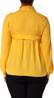 Yellow Silk Collared Long Sleeves  Top 3