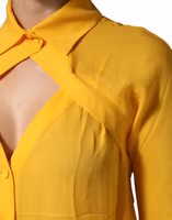Yellow Silk Collared Long Sleeves  Top 5