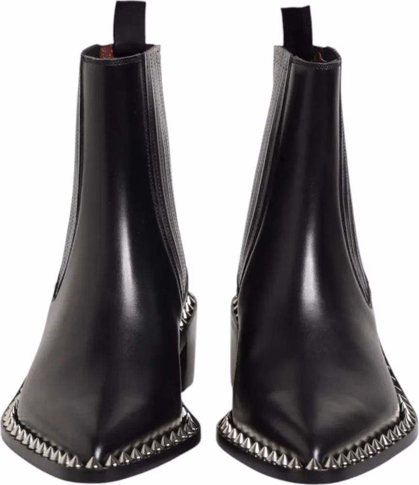 Black Studded Chelsea Short Ankle Boots Shoes