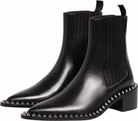 Black Studded Chelsea Short Ankle Boots Shoes 3