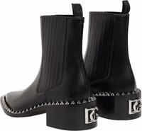 Black Studded Chelsea Short Ankle Boots Shoes 4