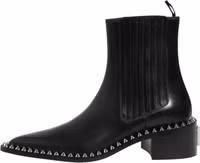 Black Studded Chelsea Short Ankle Boots Shoes 5
