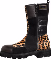 Multicolor Leopard Mid Calf Boots Shoes 5
