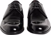 Black Calfskin Leather Derby Dress Shoes 2