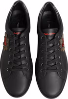 Black Leather Heart Embellished Sneakers Shoes 2