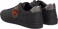 Black Leather Heart Embellished Sneakers Shoes 4