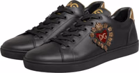 Black Leather Heart Embellished Sneakers Shoes 3