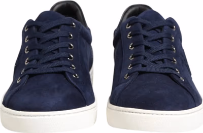 Blue Leather Suede Low Top Sneakers Shoes