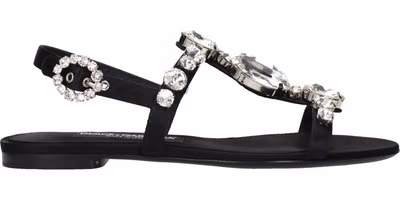 Black Satin Flat Sandals