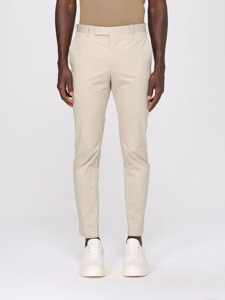 Beige Cotton Casual Pants