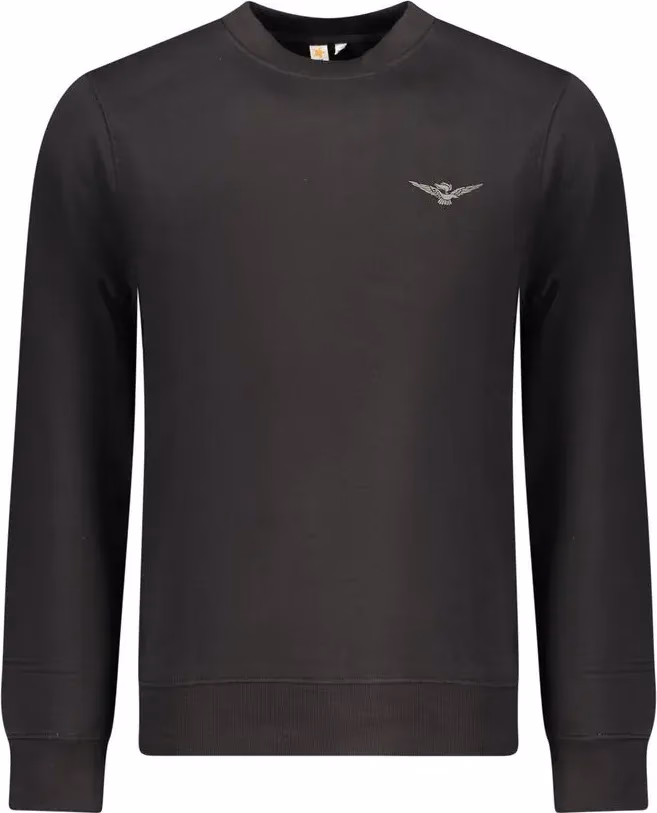Black Cotton Men Sweatshirt