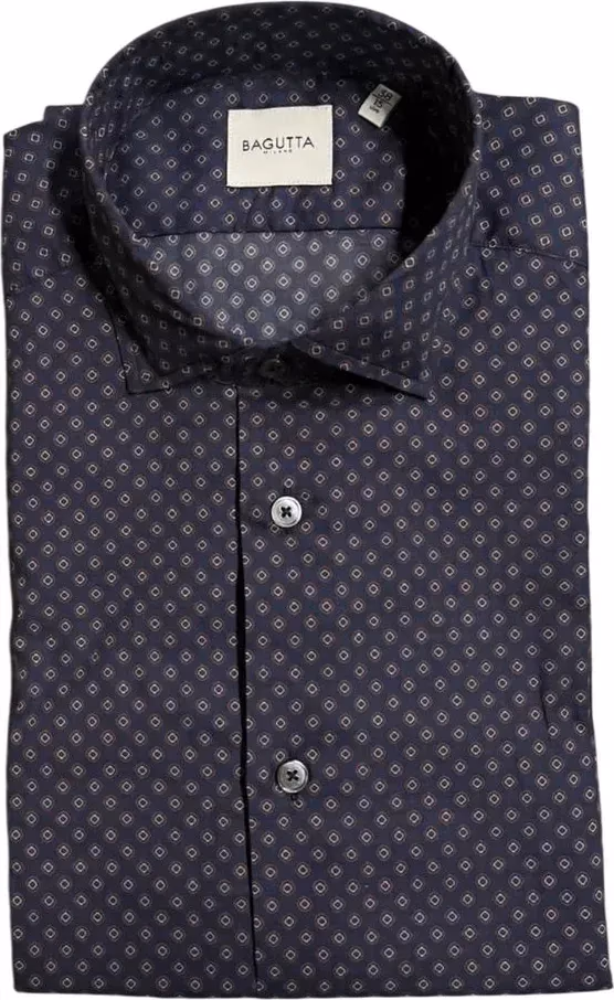 Blue Cotton Men's Slim Fit Shirt