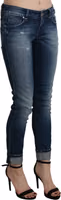 Cotton Blue Washed Low Waist Skinny Cropped Jeans 2