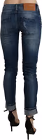 Cotton Blue Washed Low Waist Skinny Cropped Jeans 3