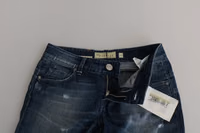 Cotton Blue Washed Low Waist Skinny Cropped Jeans 5