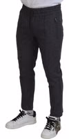 Gray Striped Wool Skinny Trouser Pants 3
