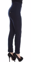 Blue Virgin Wool Slim Fit Casual Pants 4