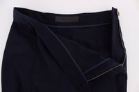 Blue Virgin Wool Slim Fit Casual Pants 5