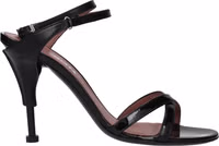 Black Leather Stiletto Heel Sandals 1