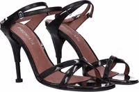 Black Leather Stiletto Heel Sandals 2