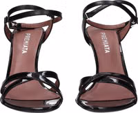 Black Leather Stiletto Heel Sandals 3