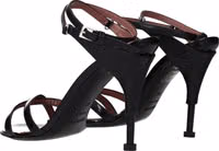 Black Leather Stiletto Heel Sandals 4