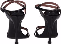 Black Leather Stiletto Heel Sandals 5
