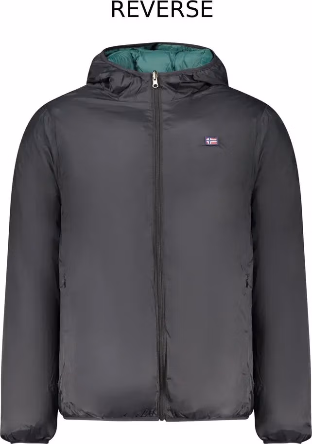 Black Polyester Men's Reversible Jacket