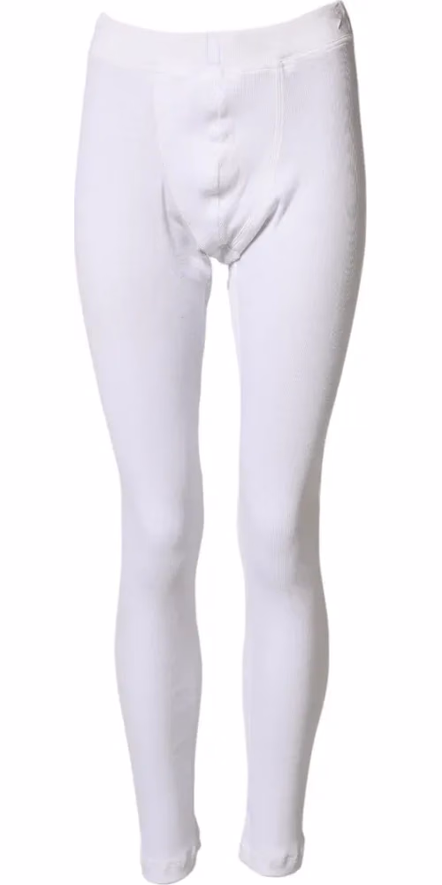 White Cotton Mid Waist Tights Leggings Pants