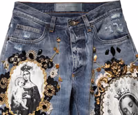 Blue Ripped Embellished Cotton Denim Jeans 3
