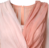 Pink Silk Tulle Long Sleeve V-neck Dress 1