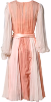 Pink Silk Tulle Long Sleeve V-neck Dress 3