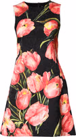 Black Floral Print Viscose A-line Mini  Dress 1