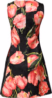 Black Floral Print Viscose A-line Mini  Dress 4