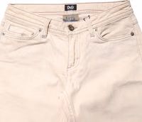 Beige Low Waist Cotton Slim Fit Denim Trousers Jeans 3