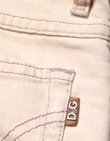 Beige Low Waist Cotton Slim Fit Denim Trousers Jeans 4