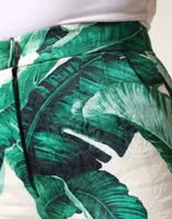 White Green Leaf High Waist Trousers Pants 4