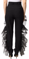 Black High Waist Tulle Wool Trouser Pants 2