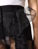Black High Waist Tulle Wool Trouser Pants 3