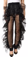 Black High Waist Tulle Wool Trouser Pants 5