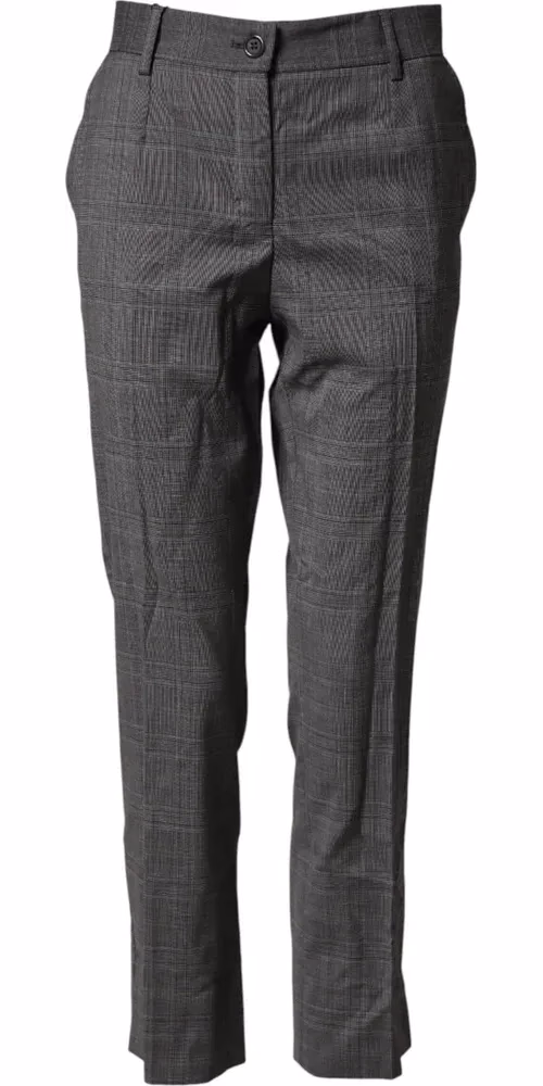 Dark Gray Check Tartan VirginWool Dress Pants