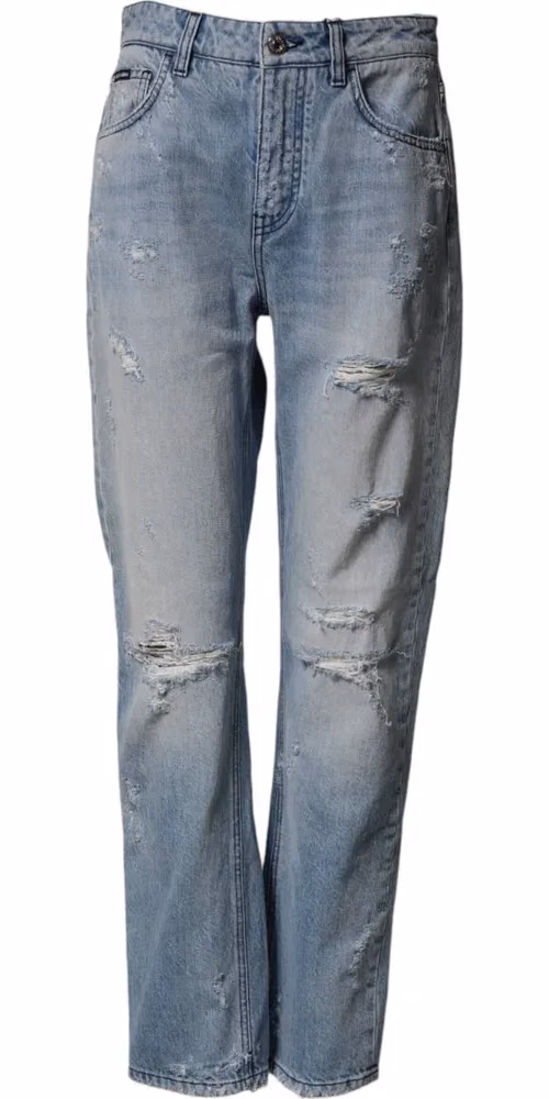 LightBlue Ripped Washed BOYFRIEND Denim Jeans