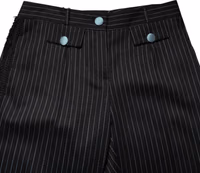 Black Wool Stripes Cropped Trouser Pants 3