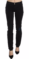 Black Low Waist White Paint Skinny Denim Pants Jeans 1