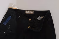 Black Low Waist White Paint Skinny Denim Pants Jeans 5