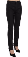 Black Mid Waist Skinny Cotton Casual Denim Jeans 2