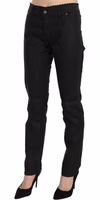Black Mid Waist Skinny Cotton Casual Denim Jeans 3